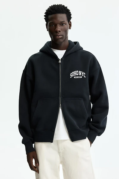 Oversized Printed Hooded Jacket