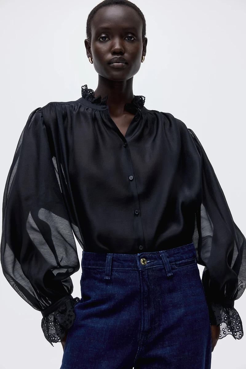 Blouse with Eyelet Embroidery