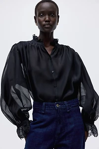 Blouse with Eyelet Embroidery