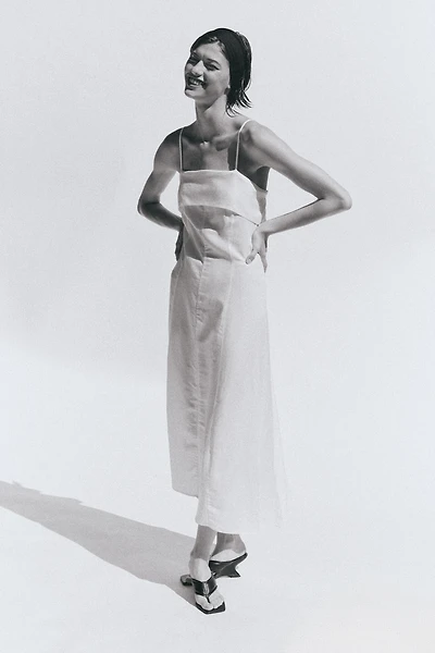 Robe à bretelles fines en lin mélangé