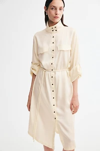 Funnel-Collar Shirt Dress