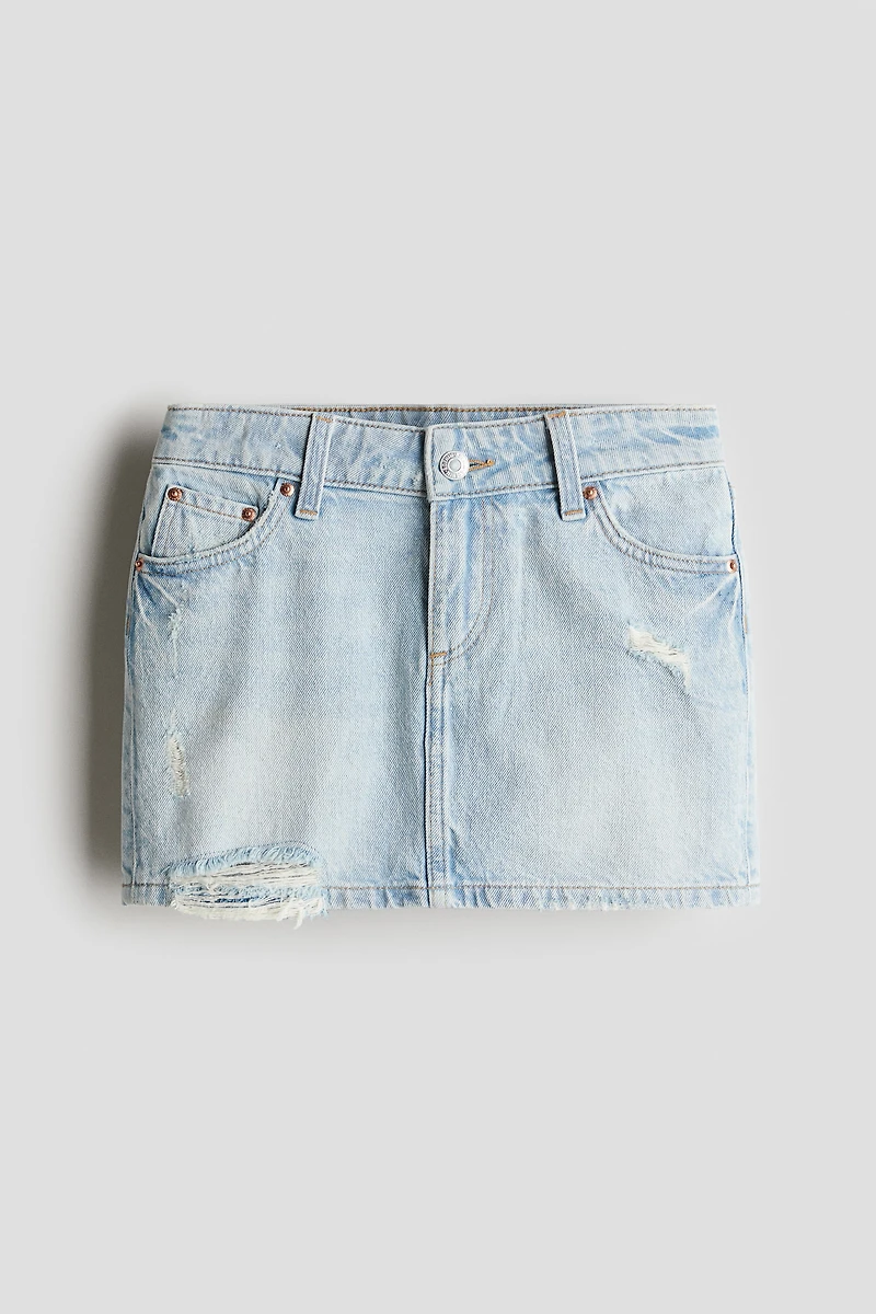 Distressed-Detail Denim Skirt