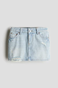 Distressed-Detail Denim Skirt