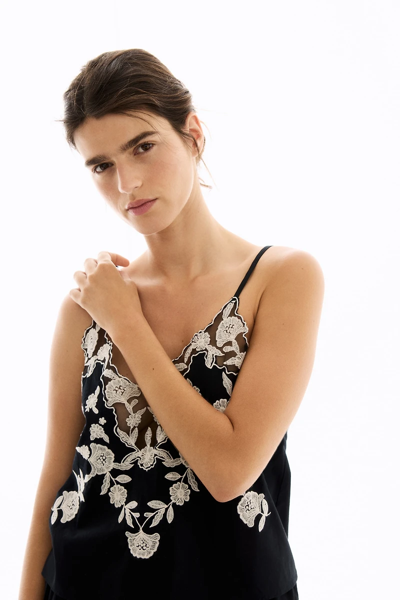 Embroidered Cotton Pajamas