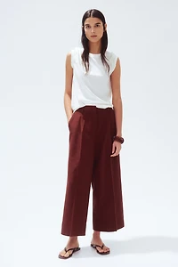 Wide-Leg Linen-Blend Pants