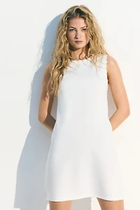 Scalloped-Trim Jersey Dress
