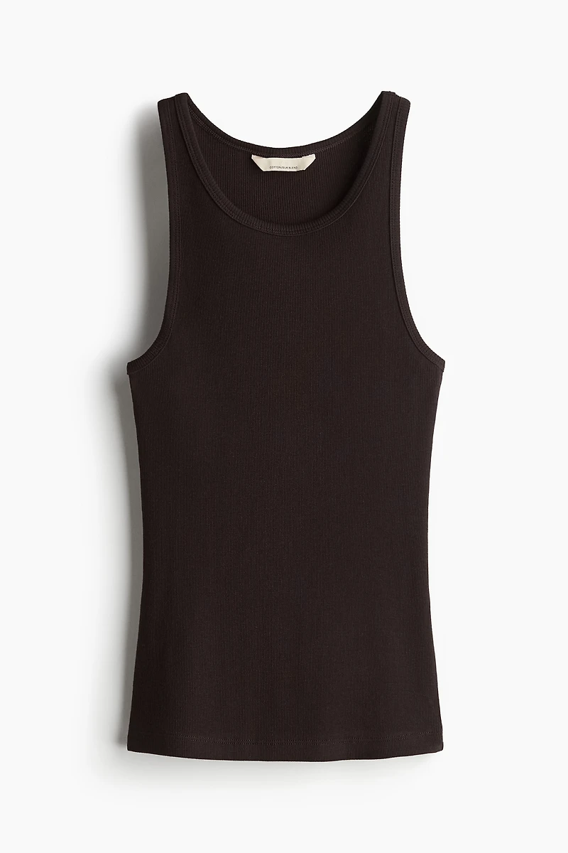 Ribbed Silk-Blend Tank Top