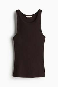 Ribbed Silk-Blend Tank Top