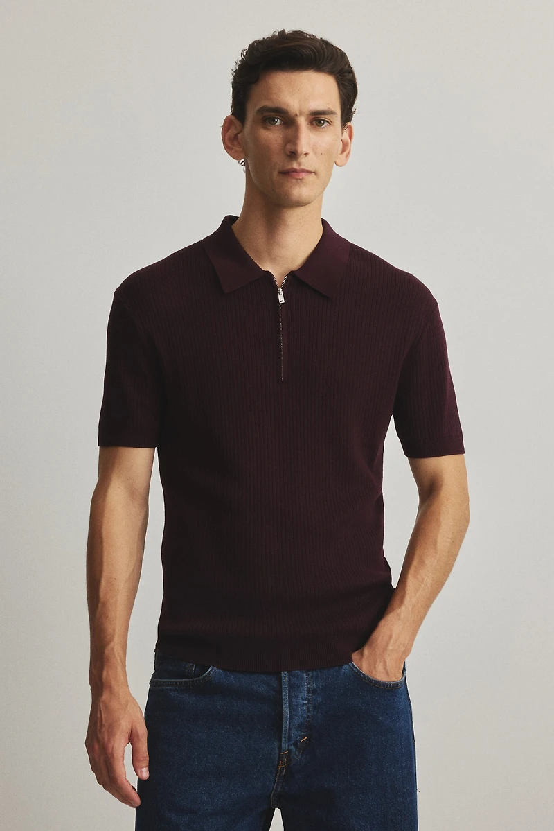 Slim-Fit Half-Zip Polo Shirt