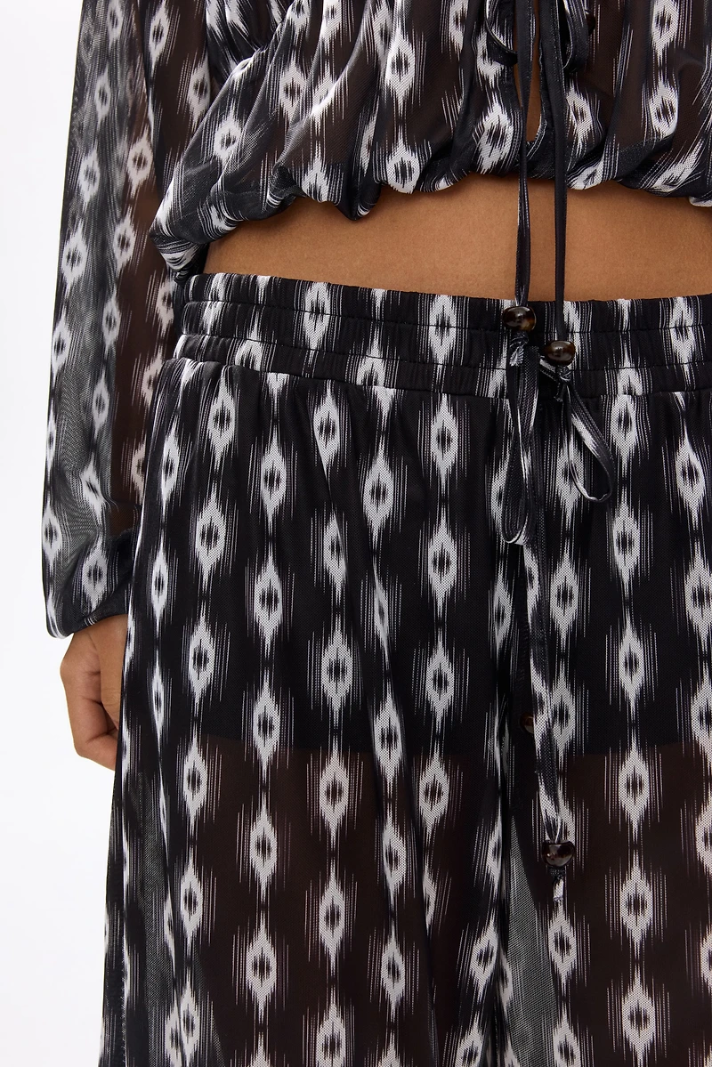 Mesh Balloon-Leg Pants