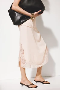 Lace-Trimmed Viscose Skirt