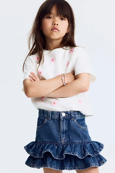 Denim Ruffle Skirt
