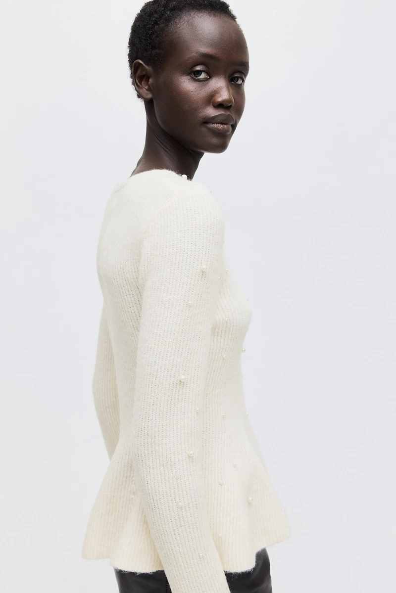 Bead-Embellished Peplum Top