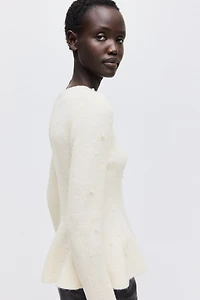 Bead-Embellished Peplum Top