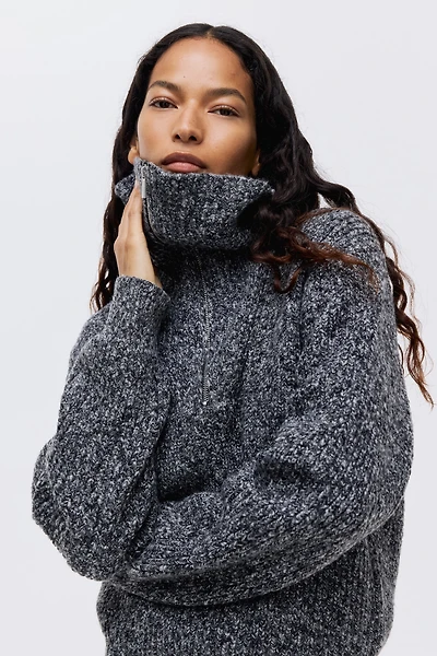 Rib-Knit Half-Zip Sweater