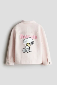 Cotton Twill Jacket with Printed Motif