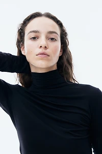 Lyocell Mock Turtleneck Top