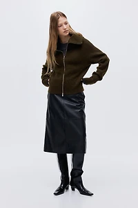 Wool-Blend Cardigan with Zipper