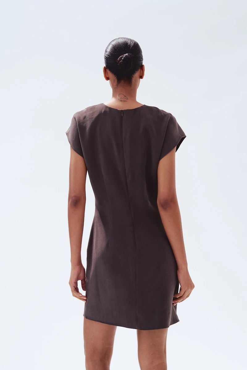 Pleated-Detail Mini Dress