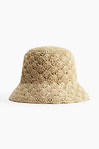 Crocheted Straw Bucket Hat