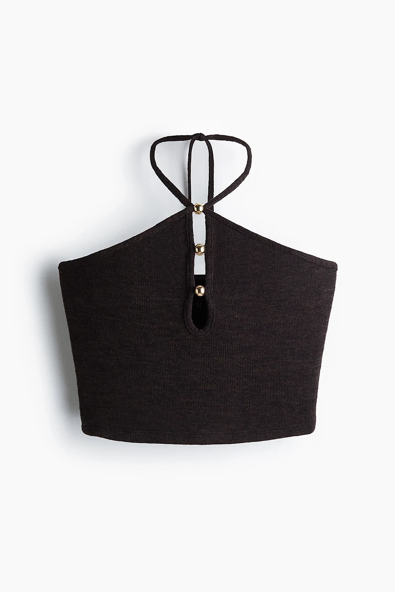 Bead-Detail Halterneck Top