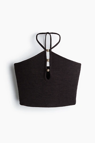 Bead-Detail Halterneck Top