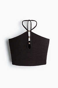 Bead-Detail Halterneck Top