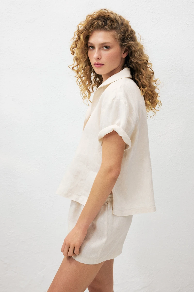 Short de plage en lin