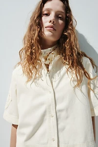 Short-Sleeved Denim Shirt