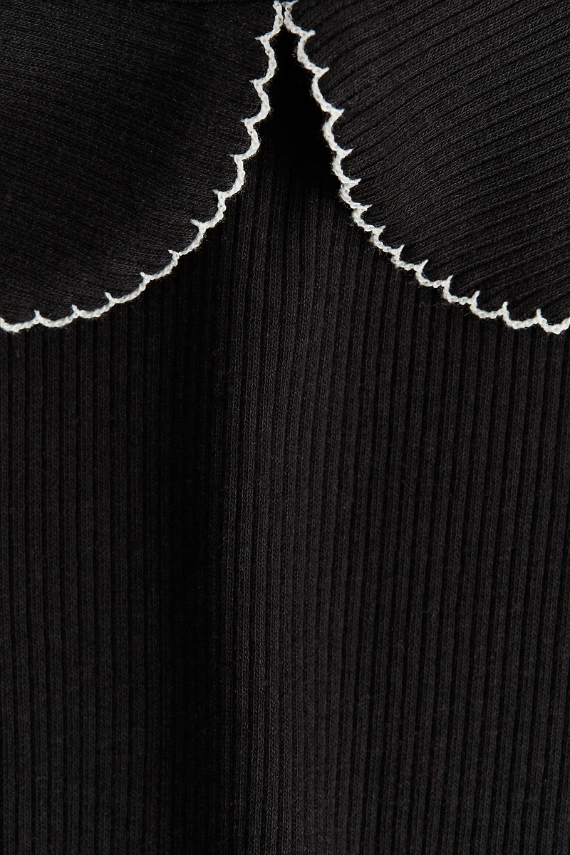 Picot-Trimmed Cotton Top