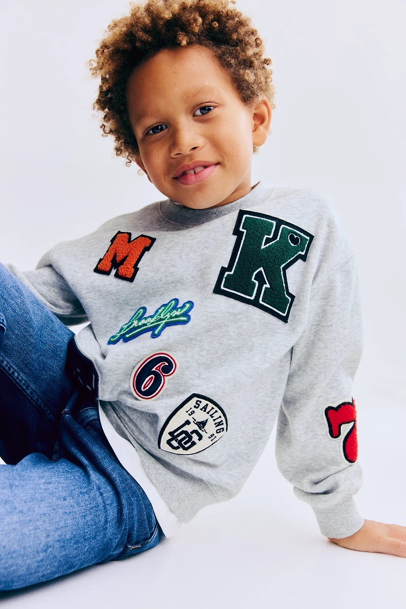 Appliquéd Brushed-Inside Sweatshirt