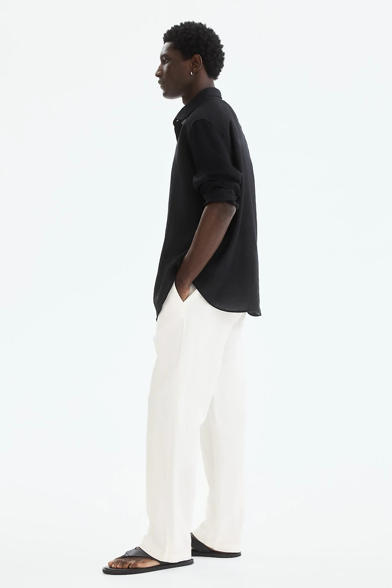 Regular-Fit Linen-Blend Pants