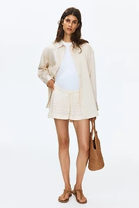 MAMA Pointelle-Knit Drawstring Shorts