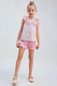 Tiered-Collar Cotton Blouse