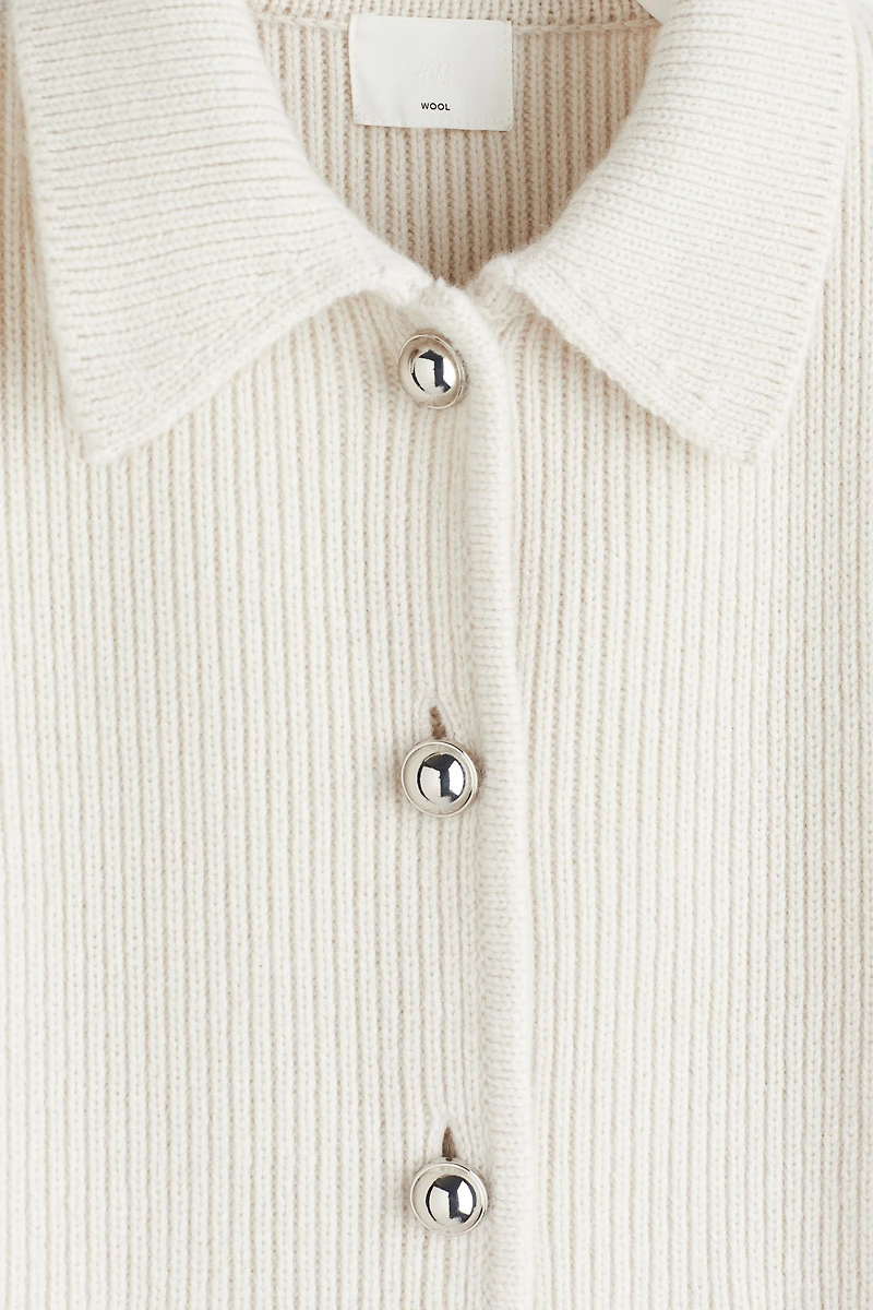 Rib-Knit Wool Cardigan