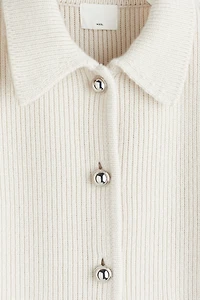 Rib-Knit Wool Cardigan