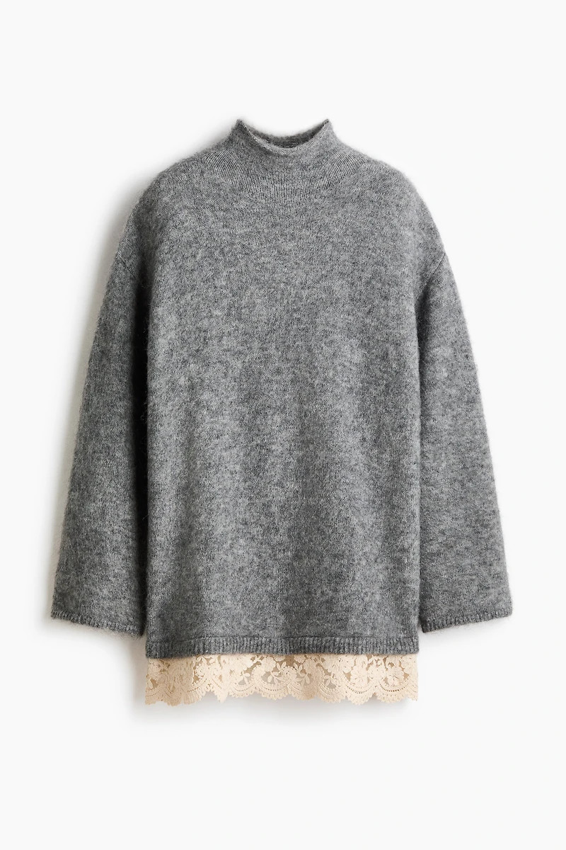 Lace-Trimmed Mohair-Blend Sweater