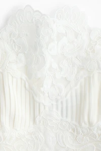 Linen-Blend Lace-Detail Top