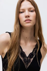 Lace-Trimmed Tank Top