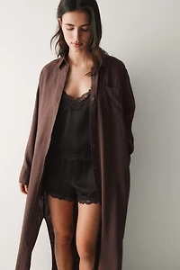 Linen-Blend Shirt Dress