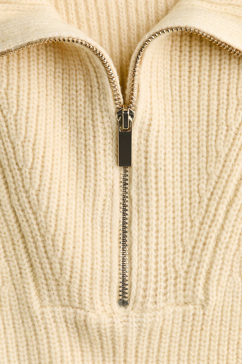 Rib-Knit Half-Zip Sweater