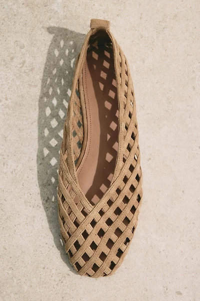 Braided-Look Leather Flats