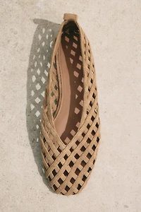 Braided-Look Leather Flats