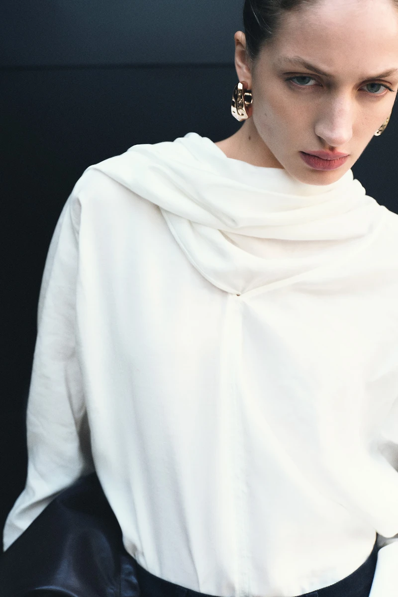 Blouse with Scarf Collar