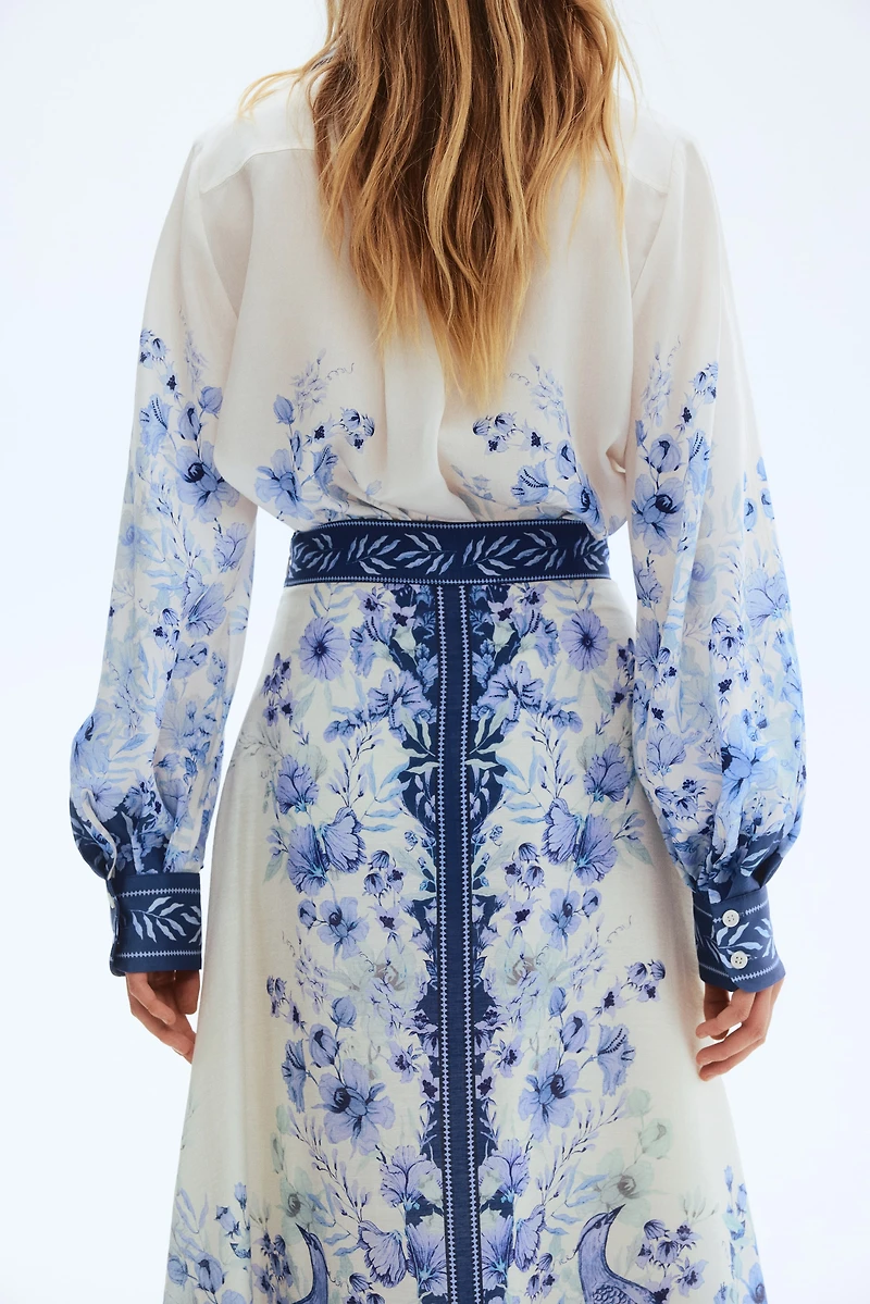 Linen-Blend Maxi Skirt