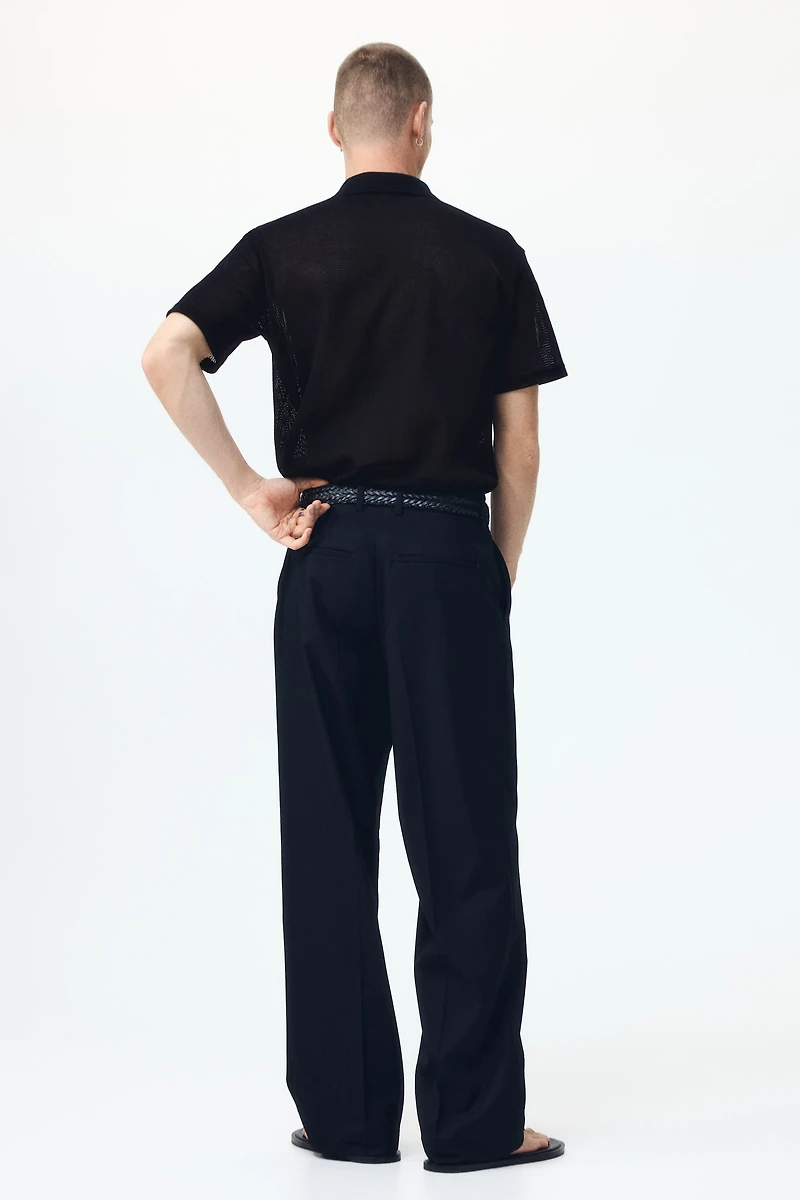 Regular-Fit Open-Knit Polo Shirt
