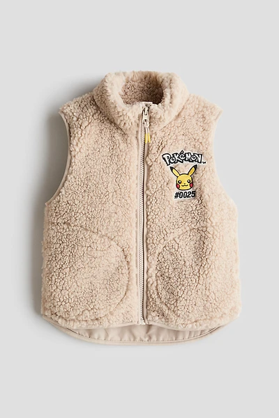 Motif-Detail Teddy Fleece Vest