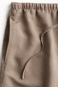 Linen-Blend Drawstring Shorts