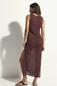 Robe de plage en tricot côtelé