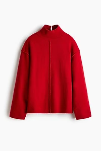 Seam-Detail Mock Turtleneck Sweater